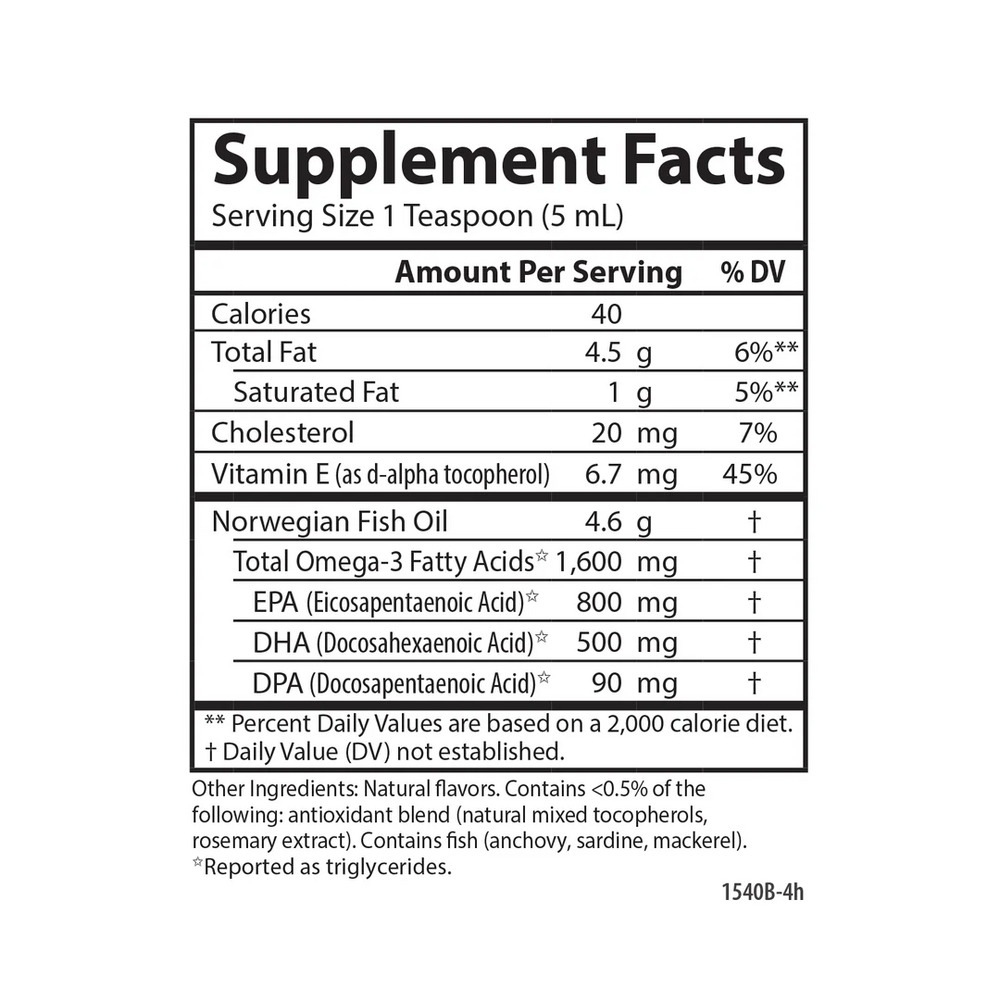 Finest Fish Oil Omega 3 Supplement Facts Label