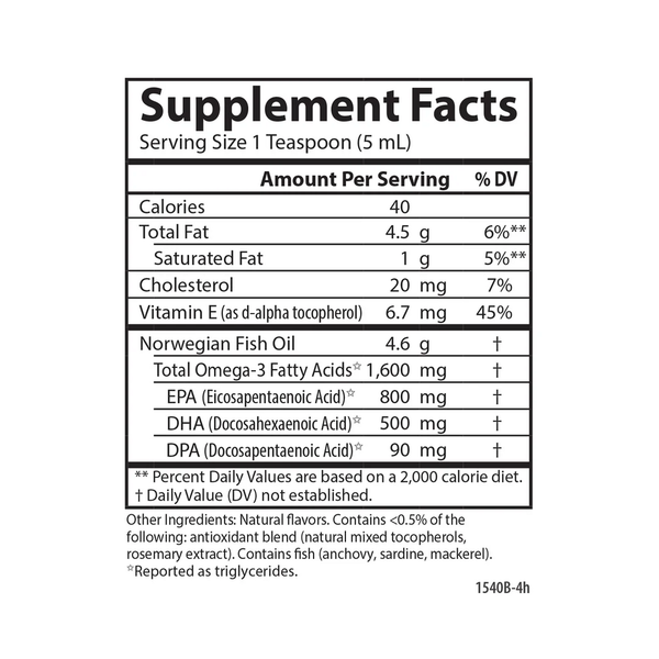 Finest Fish Oil Omega 3 Supplement Facts Label