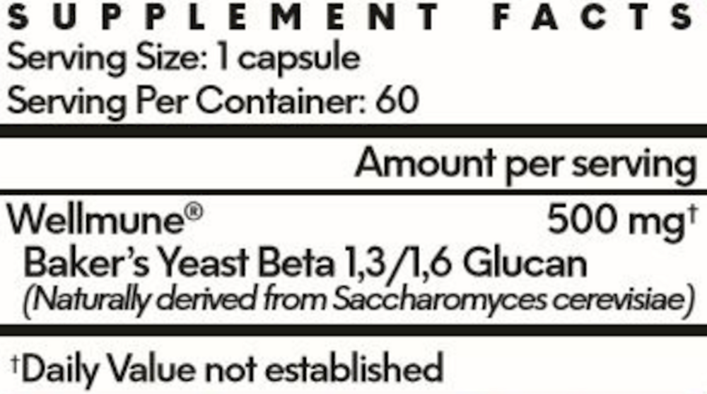 Immune Health Basics 500 mg Supplement Facts Label