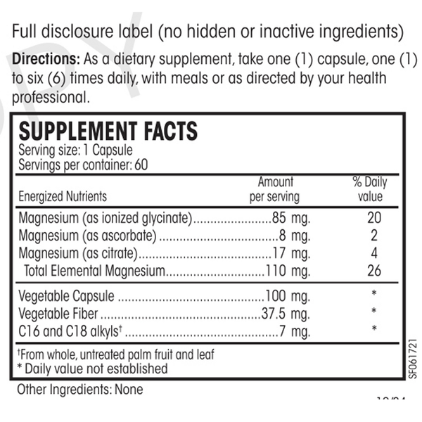 Mg Plus Guard Supplement Facts Label