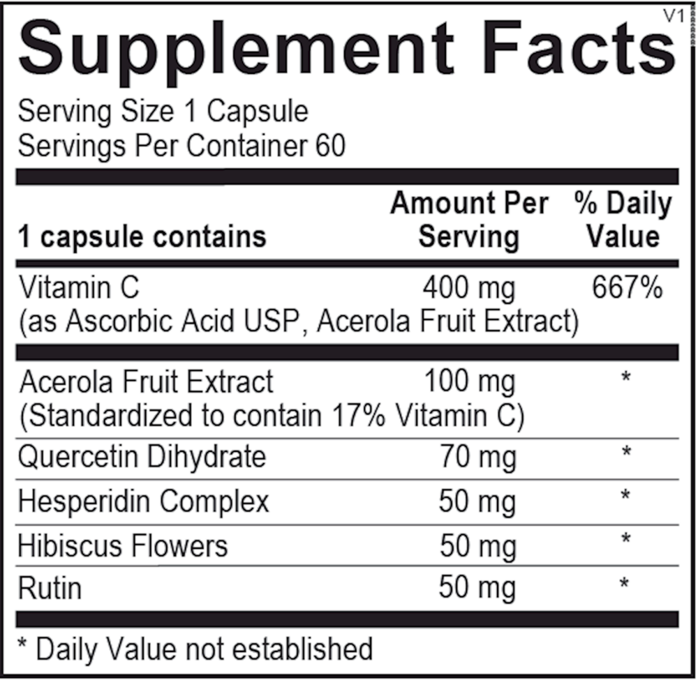 C-Flav Supplement Facts Label