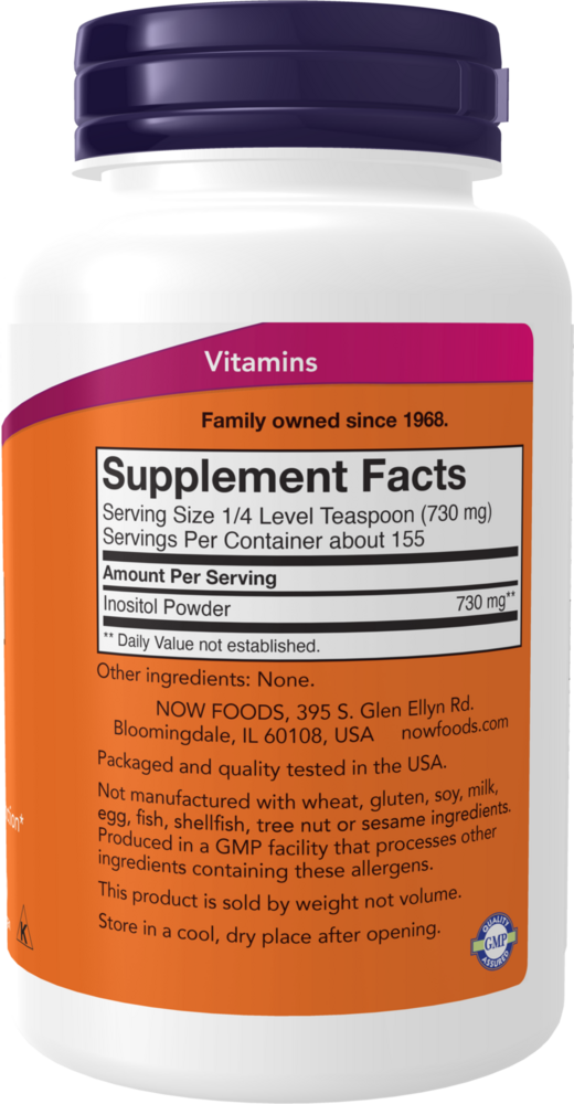 Inositol Powder 8 oz. Supplement Facts Label