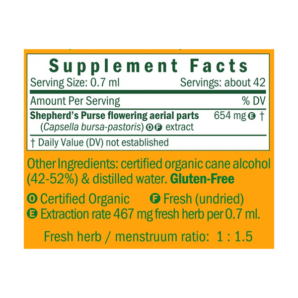 Shepherd's Purse/Capsella bursa-pastoris 0.7 ml Supplement Facts Label