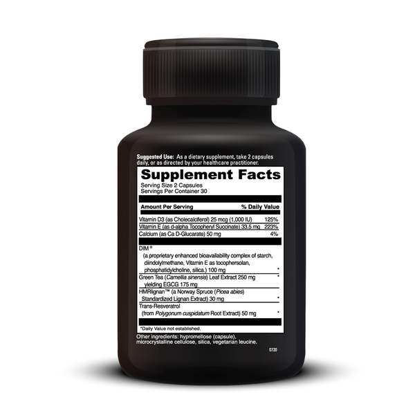 Estro Benefits Supplement Facts Label