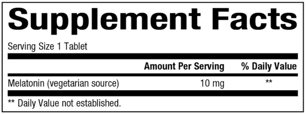 Melatonin 10mg Supplement Facts Label