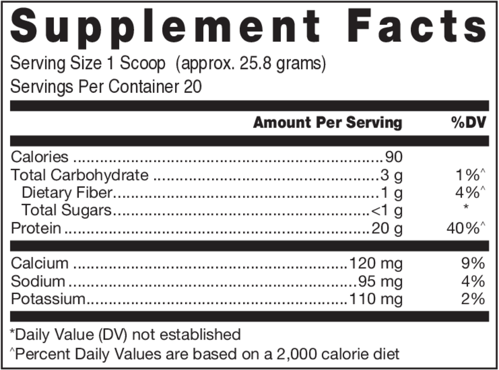 Klean Isolate Natural Vanilla 516g Supplement Facts Label