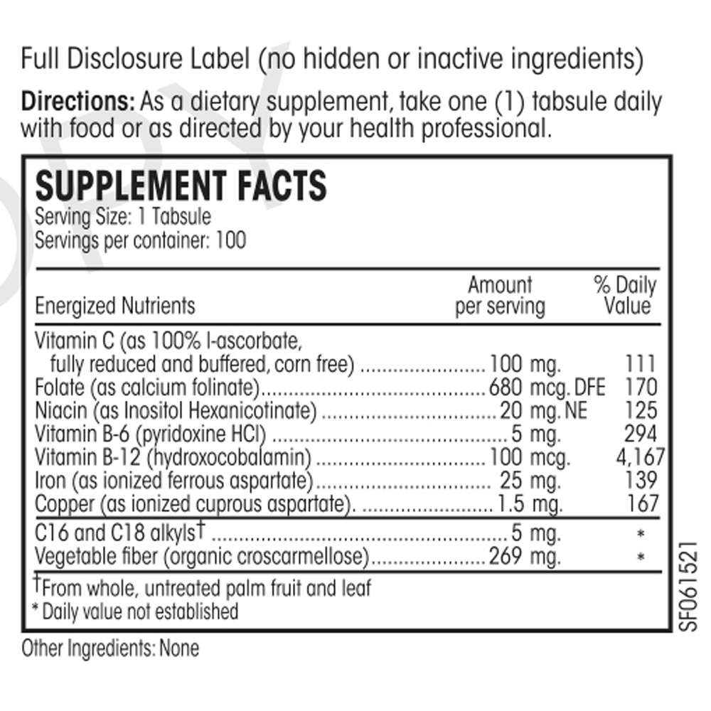 Hematin Anemia Guard Supplement Facts Label
