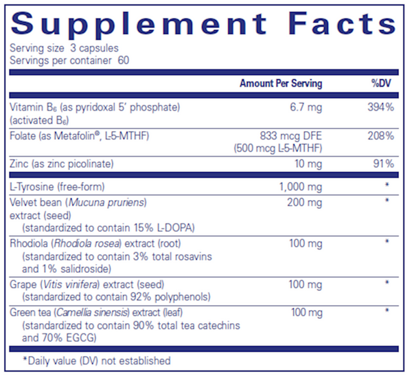 DopaPlus Supplement Facts Label