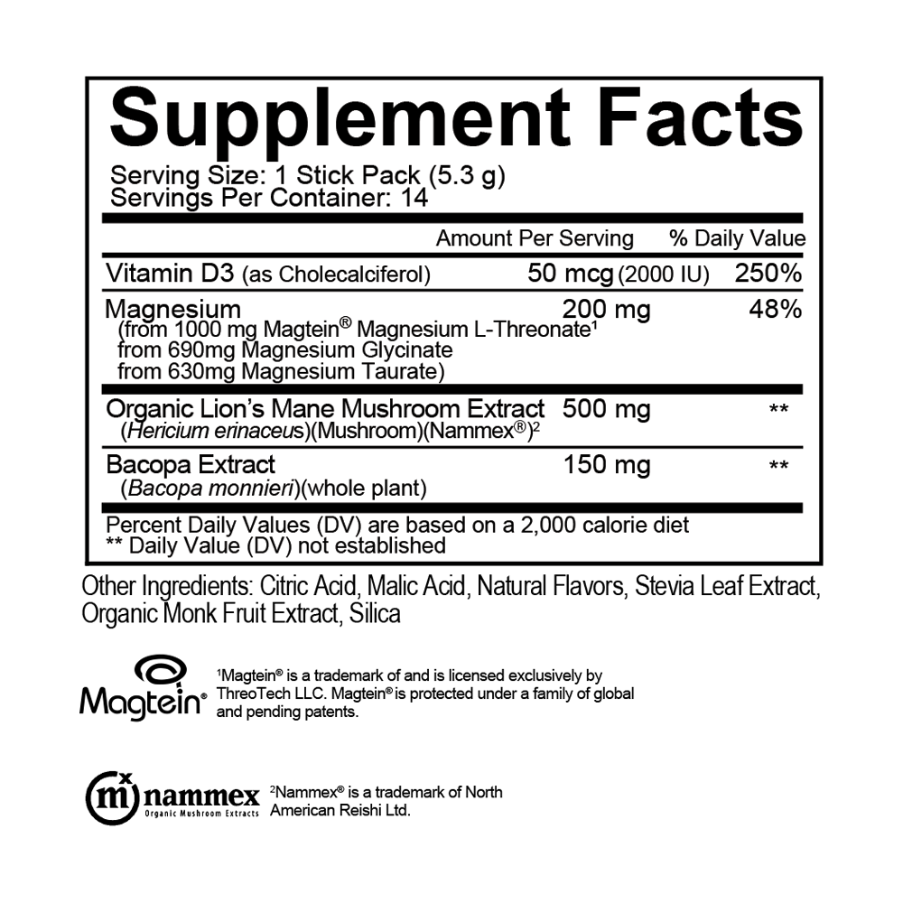 Magtech Cognition Supplement Facts Label