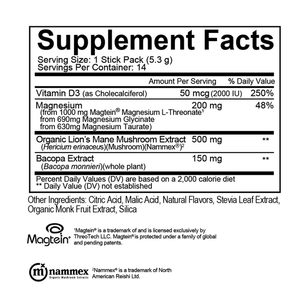 Magtech Cognition Supplement Facts Label