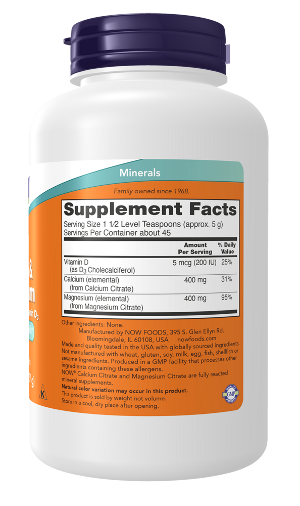 Calcium & Magnesium Powder Supplement Facts Label