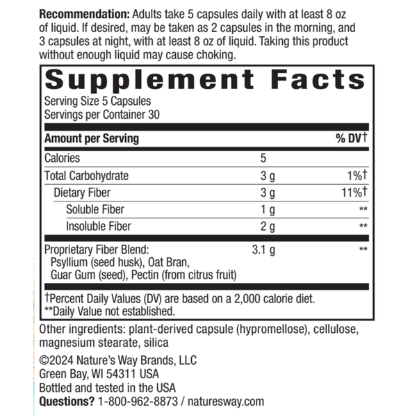 Fiber Fusion Daily Supplement Facts Label