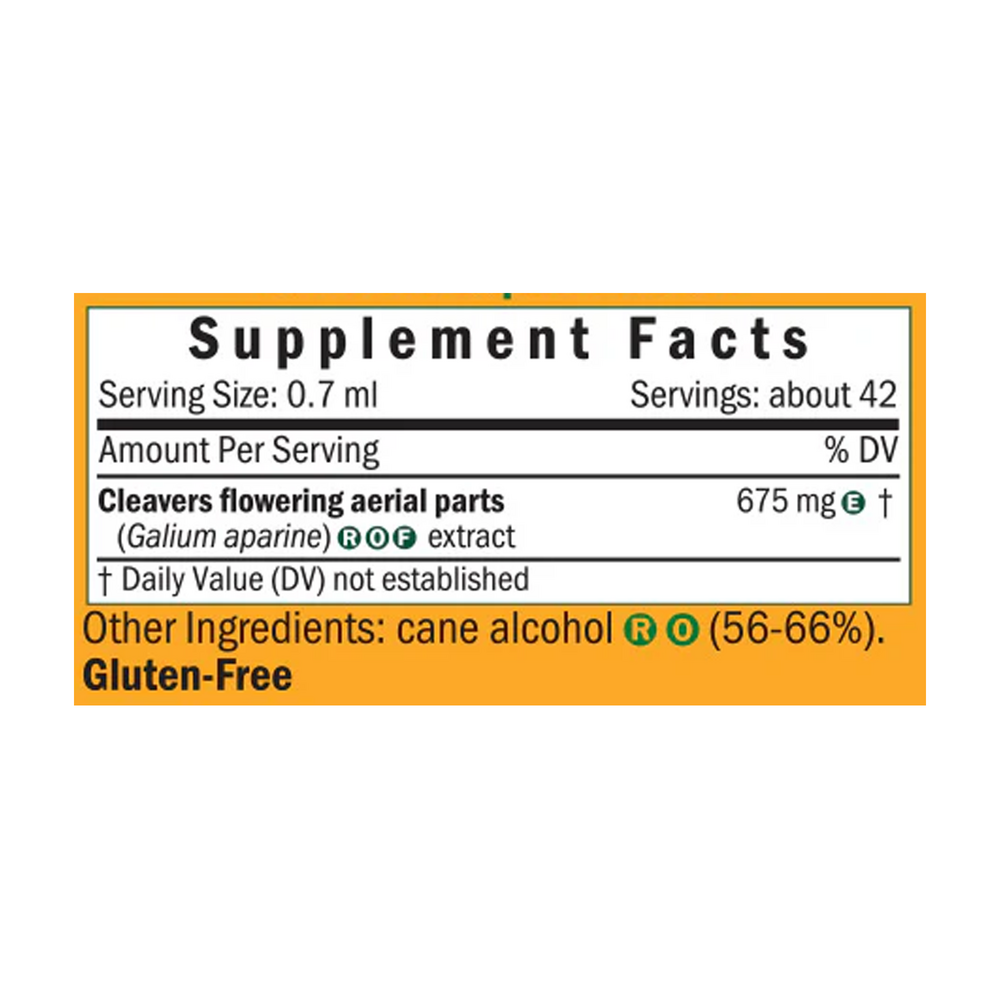 BACKORDER ONLY - Cleavers/Galium aparine Supplement Facts Label