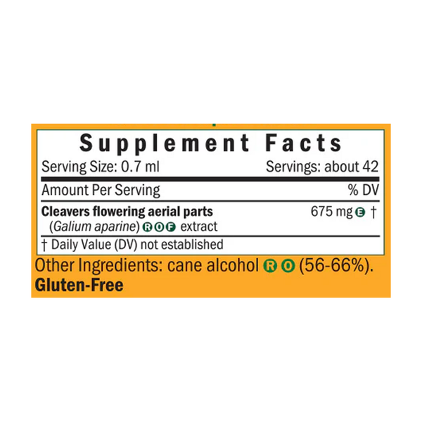 BACKORDER ONLY - Cleavers/Galium aparine Supplement Facts Label