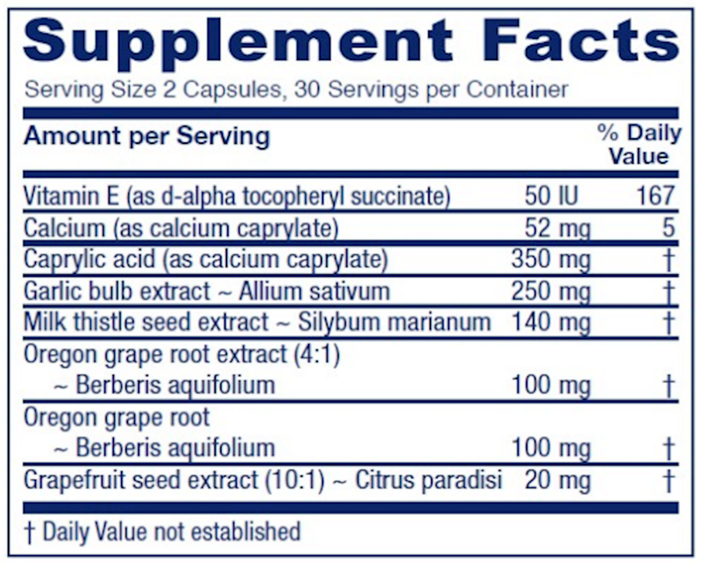 CandidaStat Supplement Facts Label
