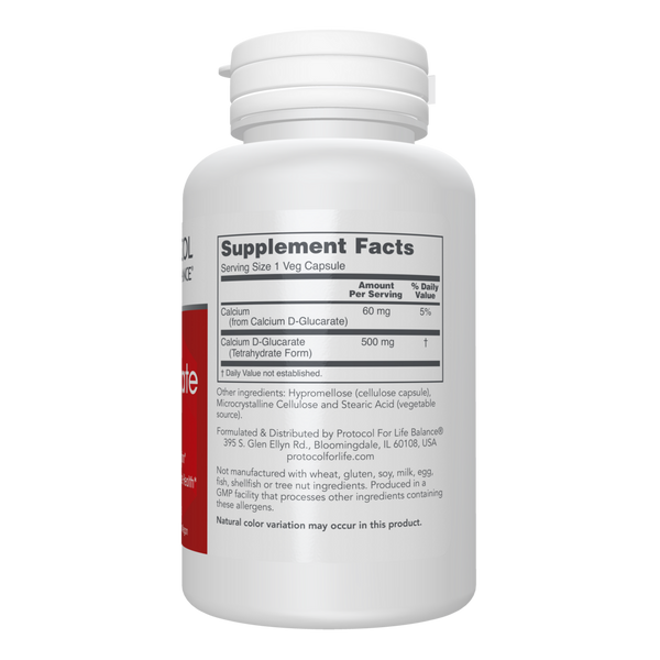 Calcium D-Glucarate 500 mg Supplement Facts Label