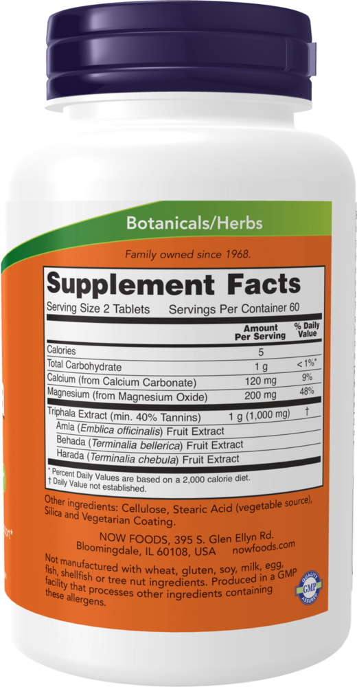 Triphala 500 mg Supplement Facts Label