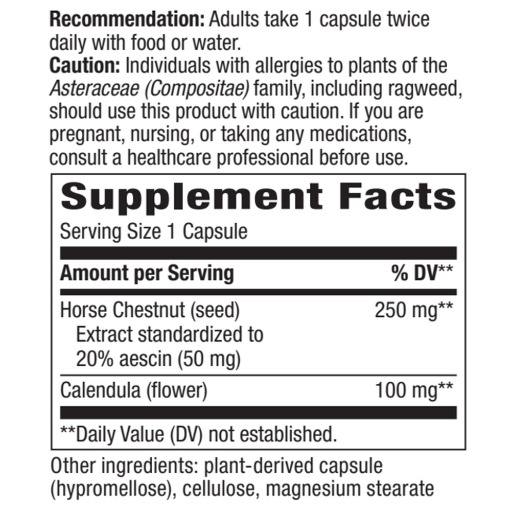 Horsechestnut (Std) 90 veg capsules Supplement Facts Label