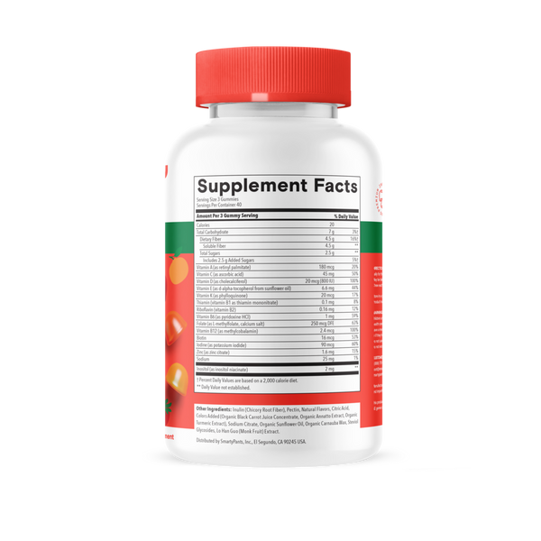 BACKORDER ONLY - Kids Plus Multi & Fiber Supplement Facts Label