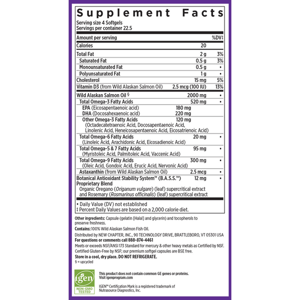 Wholemega 500 mg Supplement Facts Label