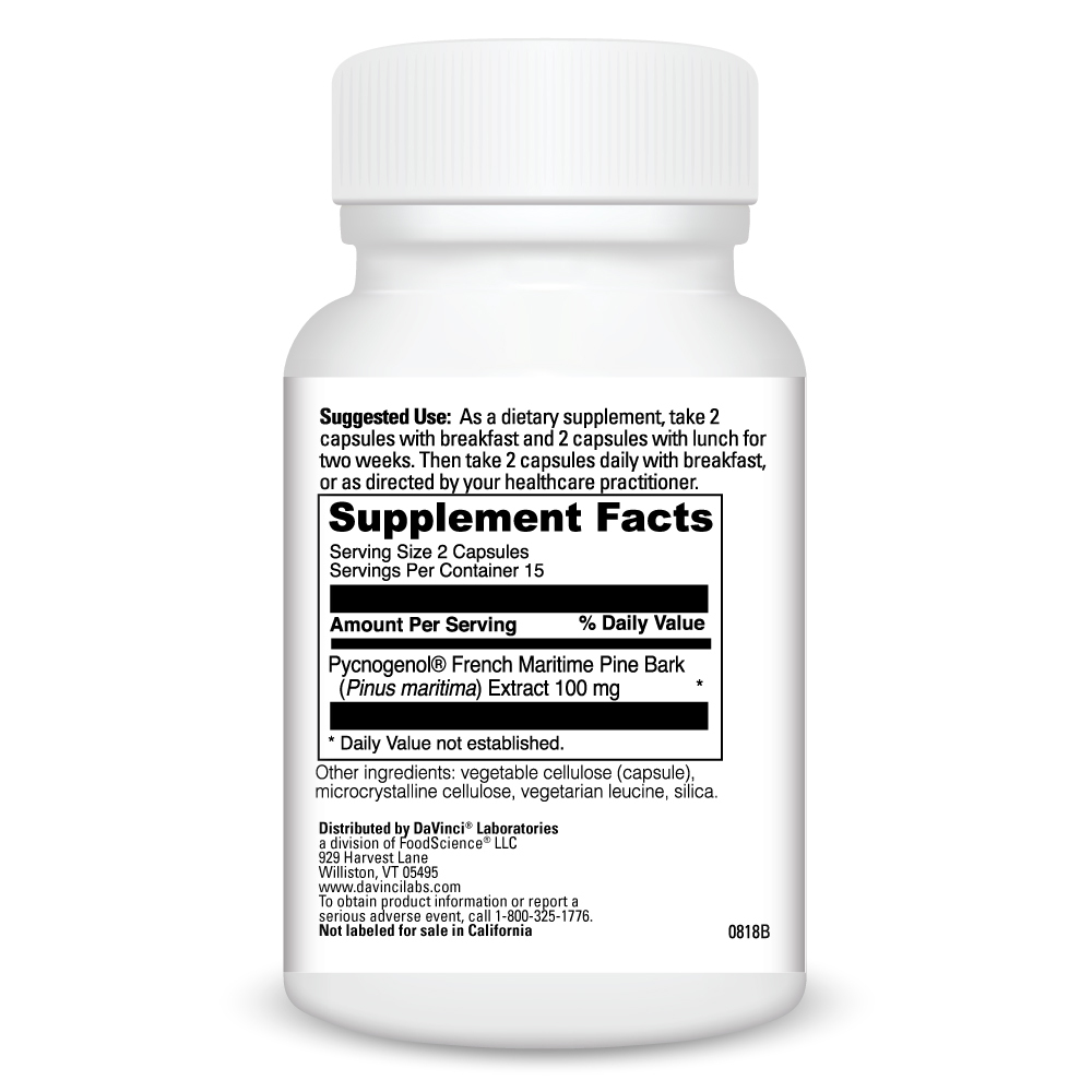 Pycnogenol 50 Supplement Facts Label