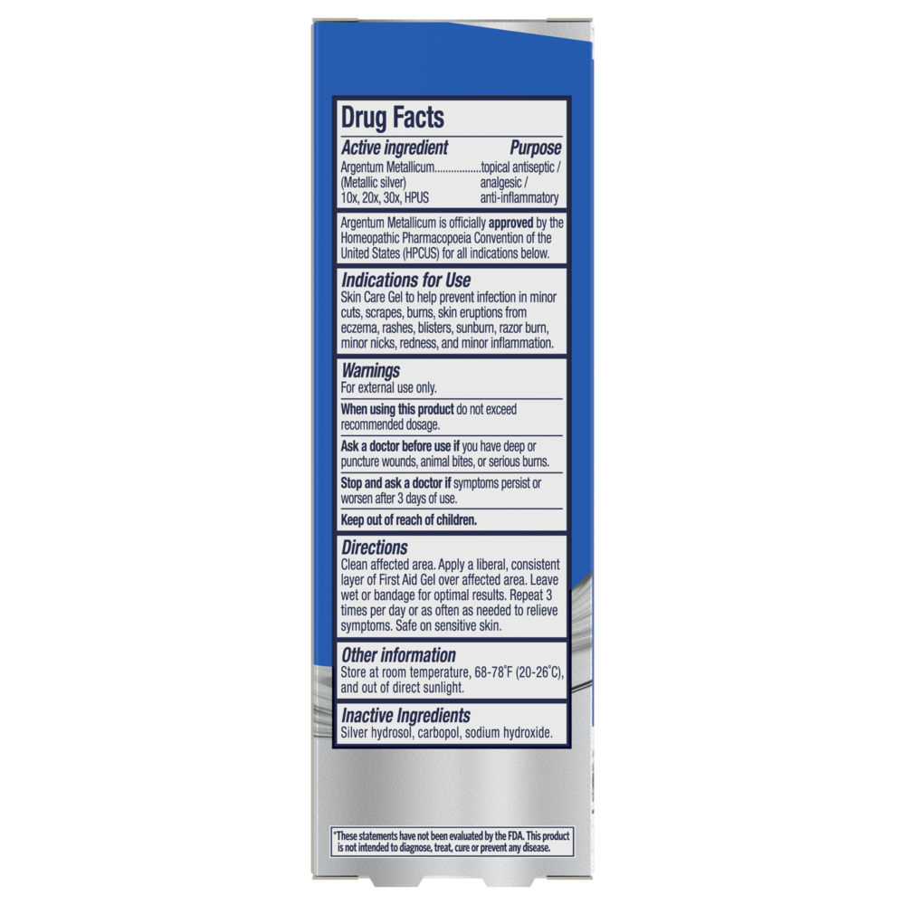 Silver First Aid Gel Supplement Facts Label