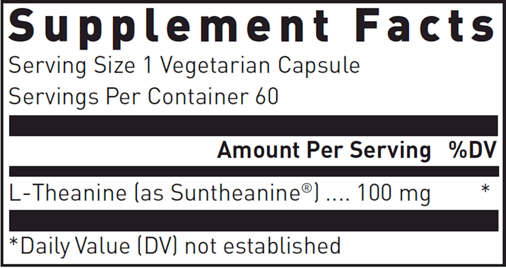 L-Theanine Supplement Facts Label