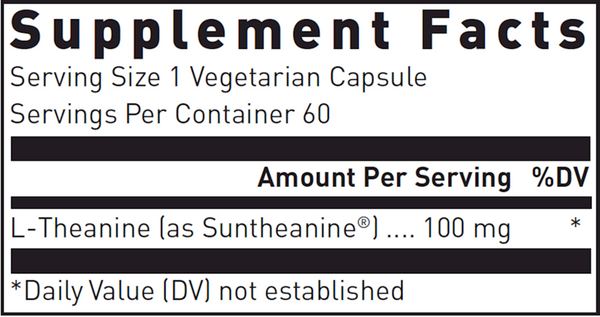 L-Theanine Supplement Facts Label