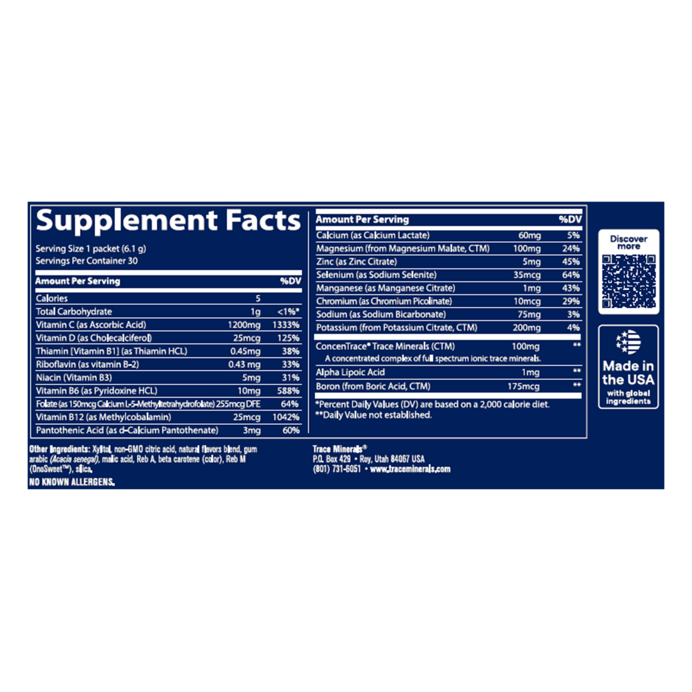 Electrolyte PowerPak Orange Mango Supplement Facts Label