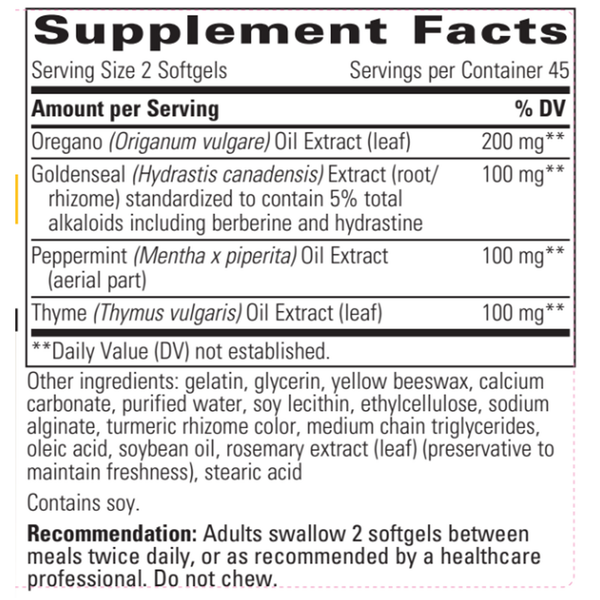 Y Formula Herbal Blend Supplement Facts Label
