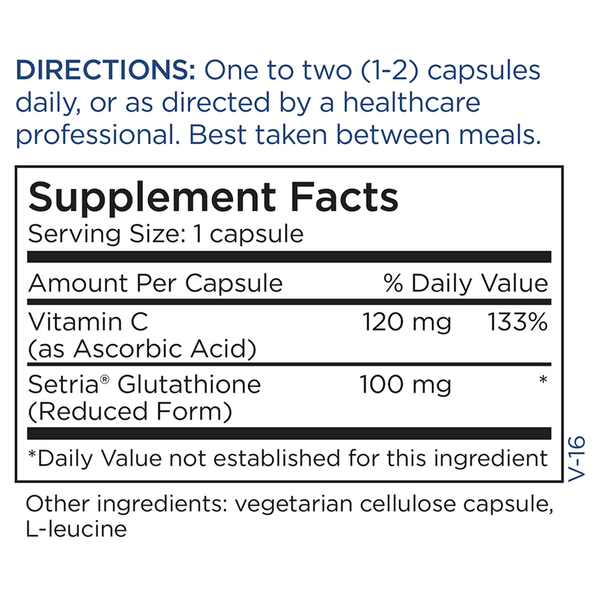 L-Glutathione 100mg Supplement Facts Label