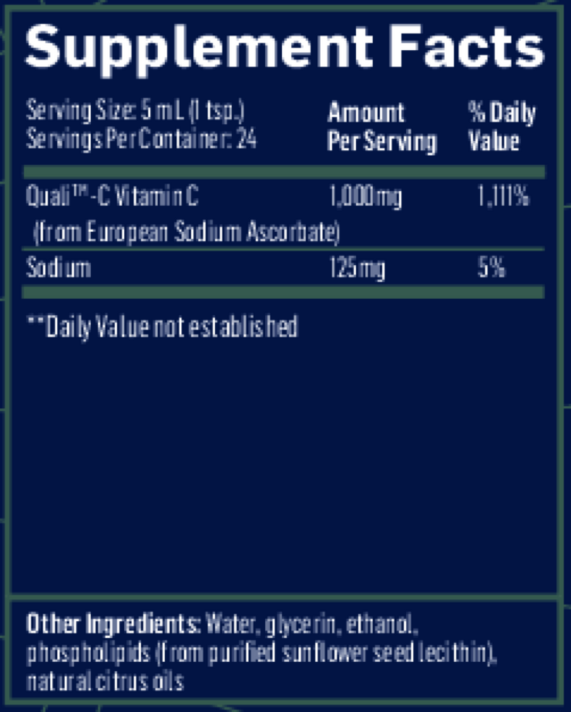 Liposomal Vitamin C Supplement Facts Label