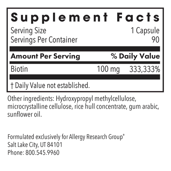HiBiotin® Supplement Facts Label