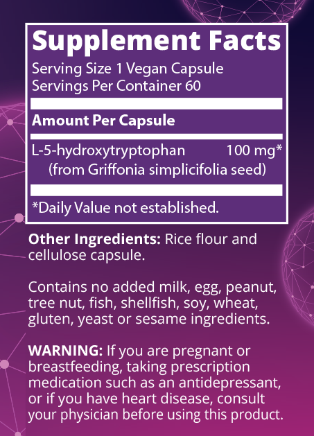5-HTP 100 mg Supplement Facts Label