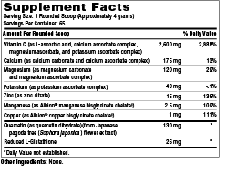 Multi-Element Buffered C Powder Supplement Facts Label