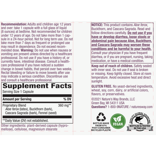 Aloe Max Lax Supplement Facts Label