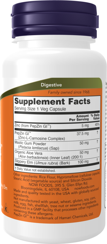 Gastro Comfort with PepZin GI Supplement Facts Label