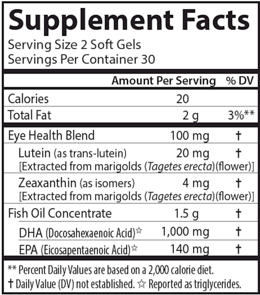 Super DHA & Lutein Supplement Facts Label