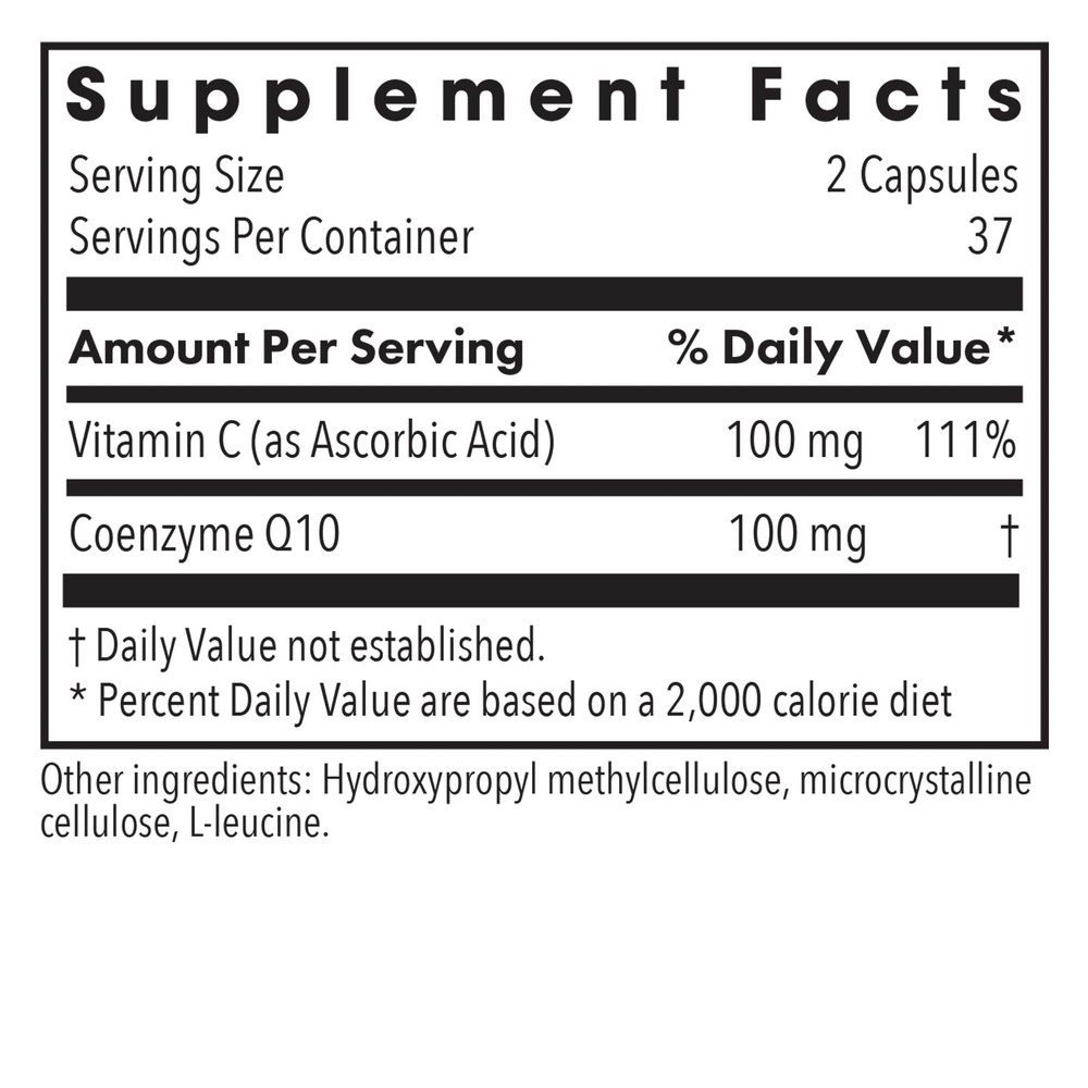 Coenzyme Q10 50 Mg Supplement Facts Label