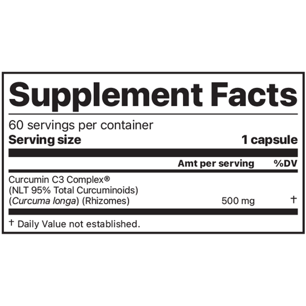 Curcumin C3 Complex Supplement Facts Label