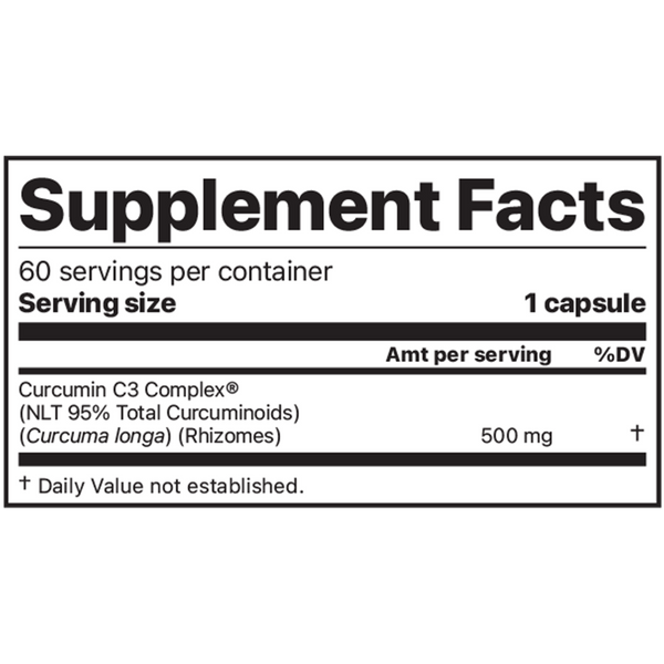 Curcumin C3 Complex Supplement Facts Label