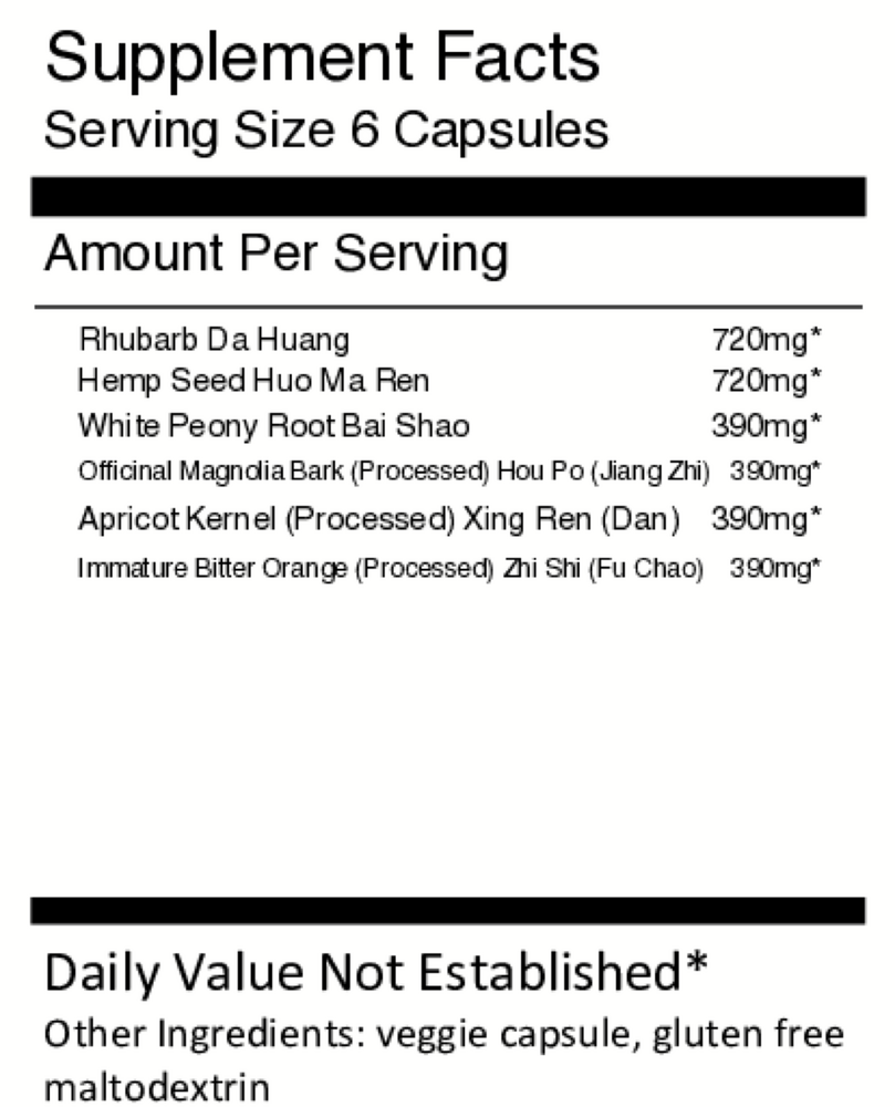 Ma Zi Ren Wan Supplement Facts Label