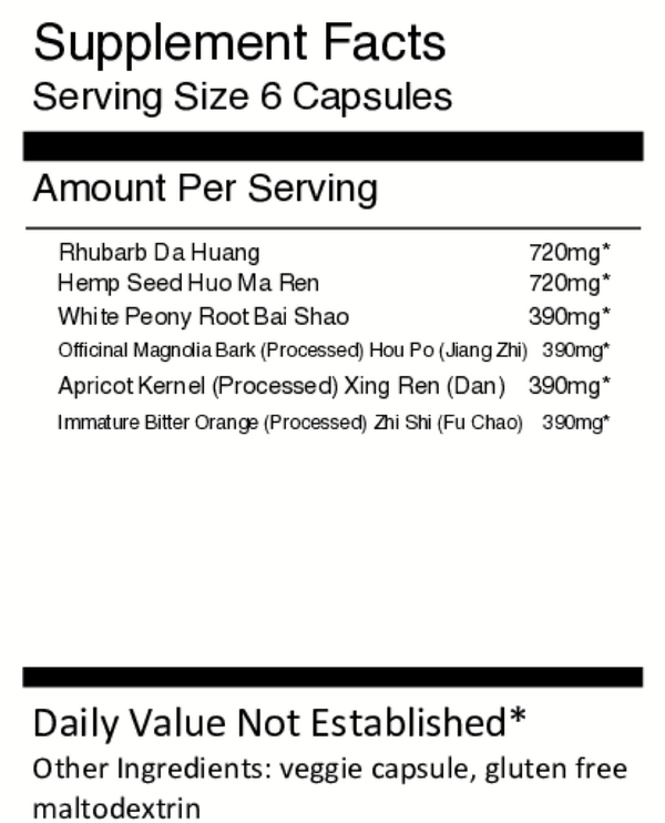 Ma Zi Ren Wan Supplement Facts Label