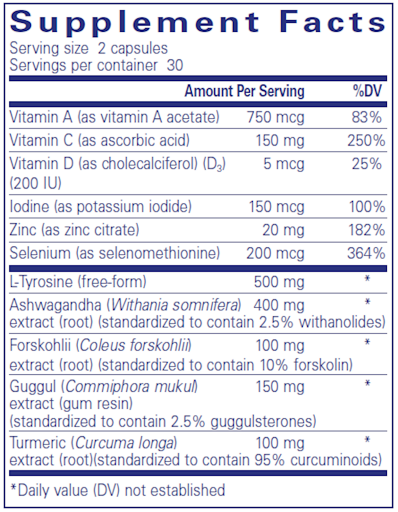 Thyroid Support Complex Supplement Facts Label