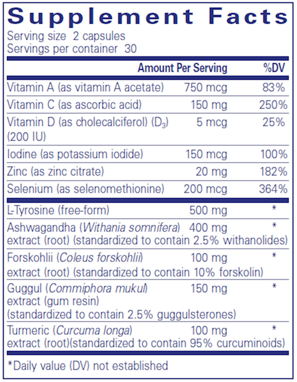 Thyroid Support Complex Supplement Facts Label