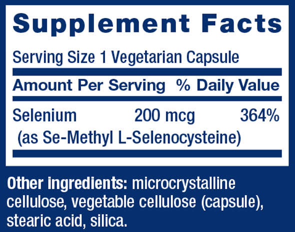 Se-Methyl L-Selenocysteine Supplement Facts Label