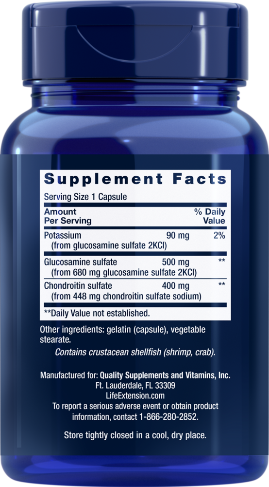 Glucosamine/Chondroitin Capsules Supplement Facts Label