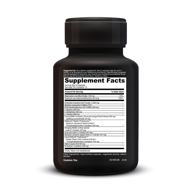 Detox Benefits Supplement Facts Label