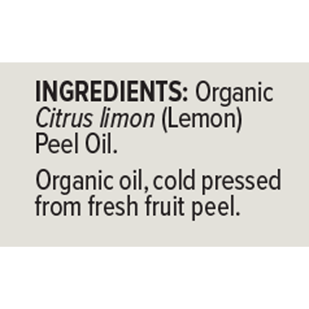 Organic Lemon Essential Oil Supplement Facts Label