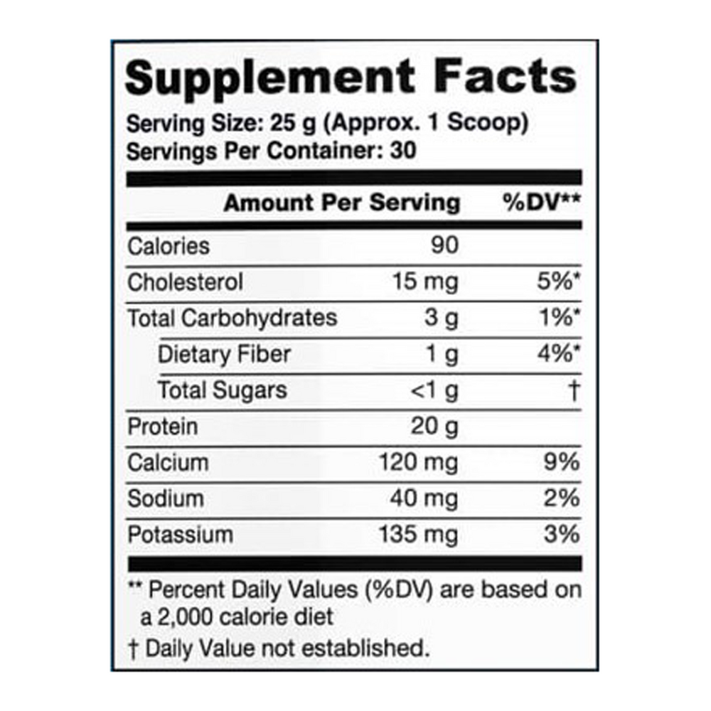Dream Protein Vanilla 750g Supplement Facts Label